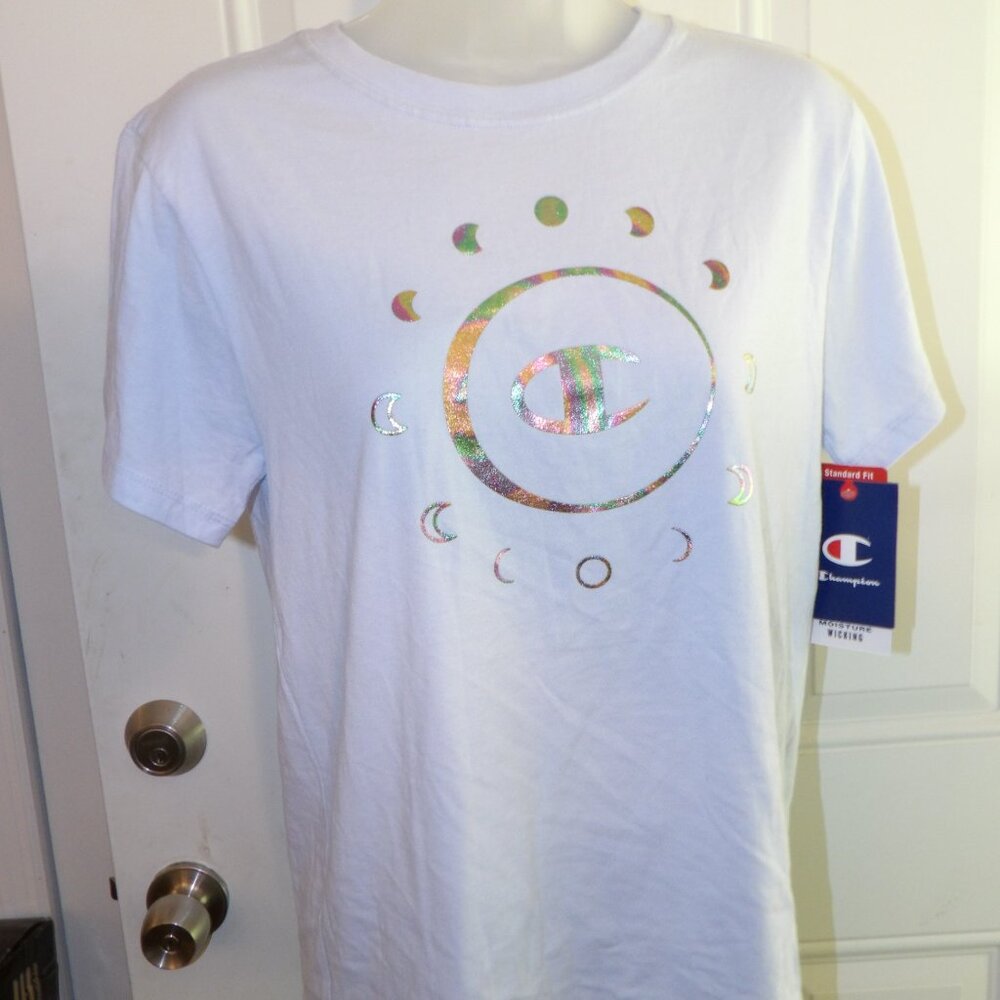 Light Blue Champion Tee Shirt Size Small - Picture 3 of 5
